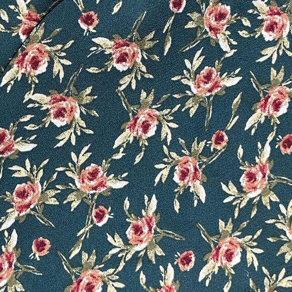 New Mi Ami Mini Dress Teal Floral Long Sleeve Green Pink Size XS Extra Small - Picture 7 of 9